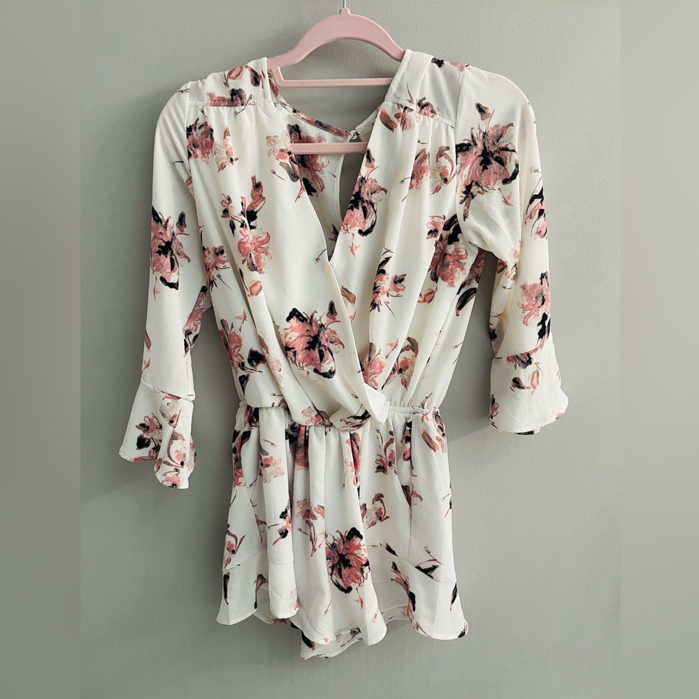 Floral Wrap Dress with Ruffle Sleeves